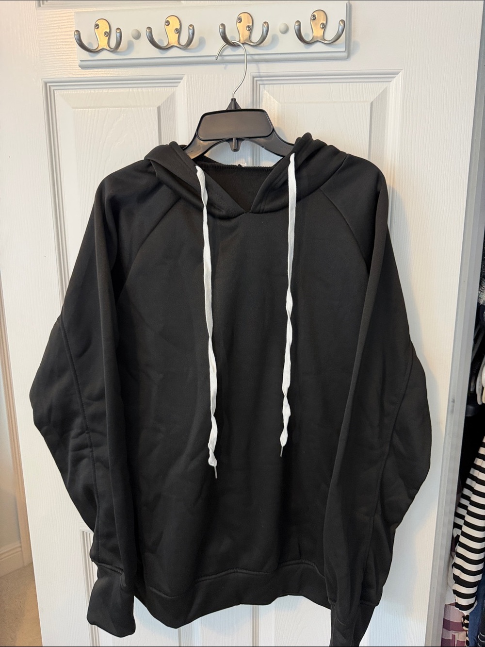 Men's Black Hoodie with White Drawstrings XL new in packaging